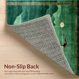 Ultra Soft Area Rug, Non Slip, Stain Resistant, Washable Area Rugs for Living Room, Bedroom, Refreshing Earthy Tones Optical Play(Green)