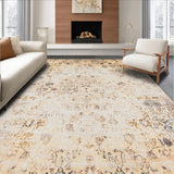 Ultra Soft Area Rug, Non Slip, Stain Resistant, Washable Area Rugs for Living Room, Bedroom, Beige Brown Area Distressed Floral(Beige)