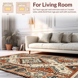 Ultra Soft Area Rug, Non Slip, Stain Resistant, Washable Area Rugs for Living Room, Bedroom, Cozy Minimalist Linear Design(Orange)