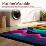 Ultra Soft Area Rug, Non Slip, Stain Resistant, Washable Area Rugs for Living Room, Bedroom, Dynamic Colorful Geometric Aesthetic(Yellow)
