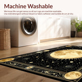 Ultra Soft Area Rug, Non Slip, Stain Resistant, Washable Area Rugs for Living Room, Bedroom, Celestial Harmony Yin Yang Motif(Gold)