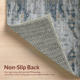 Ultra Soft Area Rug, Non Slip, Stain Resistant, Washable Area Rugs for Living Room, Bedroom, Rustic Grey Distressed Medallion(Gray)