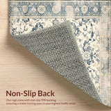 Ultra Soft Area Rug, Non Slip, Stain Resistant, Washable Area Rugs for Living Room, Bedroom, Muted Beige and Grey Area with Antique Distressed Floral Lattice Design(Ivory)