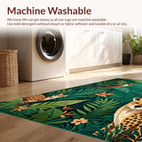 Ultra Soft Area Rug, Non Slip, Stain Resistant, Washable Area Rugs for Living Room, Bedroom, Charming Leafy Jungle Scene(Green)