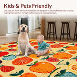 Ultra Soft Area Rug, Non Slip, Stain Resistant, Washable Area Rugs for Living Room, Bedroom, Sunny Tropical Aesthetic Design(Orange)