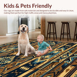 Ultra Soft Area Rug, Non Slip, Stain Resistant, Washable Area Rugs for Living Room, Bedroom, Artisan Crafted Rustic Patterned Weave(Brown)