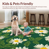 Ultra Soft Area Rug, Non Slip, Stain Resistant, Washable Area Rugs for Living Room, Bedroom, Nature-Inspired Irregular Floral Motif(Green)