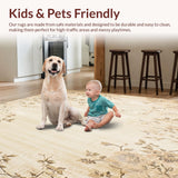Ultra Soft Area Rug, Non Slip, Stain Resistant, Washable Area Rugs for Living Room, Bedroom, Boho Beige Runner Floral Long Entryway Mat(Beige)