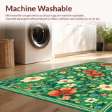 Ultra Soft Area Rug, Non Slip, Stain Resistant, Washable Area Rugs for Living Room, Bedroom, Serene Organic Floral Tapestry(Green)