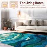 Ultra Soft Area Rug, Non Slip, Stain Resistant, Washable Area Rugs for Living Room, Bedroom, Ocean Wave Surfboard Rug Azure Waters & Coastal Charm Unique Carpet(Blue)