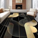 Ultra Soft Area Rug, Non Slip, Stain Resistant, Washable Area Rugs for Living Room, Bedroom, Striking Contrast of Bold Lines(Gold)