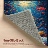 Ultra Soft Area Rug, Non Slip, Stain Resistant, Washable Area Rugs for Living Room, Bedroom, Marine Life Rug, Ocean Scene Carpet(Blue)