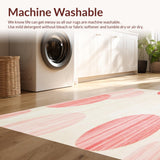 Ultra Soft Area Rug, Non Slip, Stain Resistant, Washable Area Rugs for Living Room, Bedroom, Cream & Pink Area Contemporary(Red)