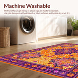 Ultra Soft Area Rug, Non Slip, Stain Resistant, Washable Area Rugs for Living Room, Bedroom, Playful Bright Patterned Bliss(Orange)