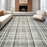 Ultra Soft Area Rug, Non Slip, Stain Resistant, Washable Area Rugs for Living Room, Bedroom, Contemporary Striped Carpet for Doorway and Entrance(Gray)