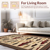 Ultra Soft Area Rug, Non Slip, Stain Resistant, Washable Area Rugs for Living Room, Bedroom, Rustic Earthy Fisherman Aesthetic(Beige)