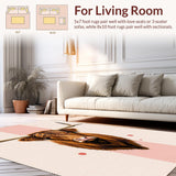 Ultra Soft Area Rug, Non Slip, Stain Resistant, Washable Area Rugs for Living Room, Bedroom, Contemporary Cozy Cow Graphic(Brown)