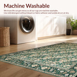 Ultra Soft Area Rug, Non Slip, Stain Resistant, Washable Area Rugs for Living Room, Bedroom, Serene Floral Arrangement in Green(Green)