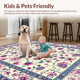 Ultra Soft Area Rug, Non Slip, Stain Resistant, Washable Area Rugs for Living Room, Bedroom, Stylish Pink and Cream Floral Blend(Beige)