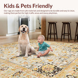 Ultra Soft Area Rug, Non Slip, Stain Resistant, Washable Area Rugs for Living Room, Bedroom, Elegant Vintage Botanical Print(Gray)