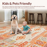 Ultra Soft Area Rug, Non Slip, Stain Resistant, Washable Area Rugs for Living Room, Bedroom, Elegant Tiled Artisan Design(Orange)