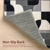 Ultra Soft Area Rug, Non Slip, Stain Resistant, Washable Area Rugs for Living Room, Bedroom, Sonoma Collection Ebony & Cream Abstract Design(Gray)