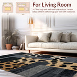 Ultra Soft Area Rug, Non Slip, Stain Resistant, Washable Area Rugs for Living Room, Bedroom, Minimalist Contemporary Print Inspiration(Black)