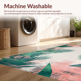 Ultra Soft Area Rug, Non Slip, Stain Resistant, Washable Area Rugs for Living Room, Bedroom, Vibrant Geometric Jungle Aesthetic(Pink)
