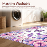 Ultra Soft Area Rug, Non Slip, Stain Resistant, Washable Area Rugs for Living Room, Bedroom, Playful Pastel Garden Scene(Purple)