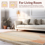 Ultra Soft Area Rug, Non Slip, Stain Resistant, Washable Area Rugs for Living Room, Bedroom, Boho Round Earthy Tones(Orange)