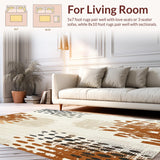 Ultra Soft Area Rug, Non Slip, Stain Resistant, Washable Area Rugs for Living Room, Bedroom, Bonhill Jungle Cat Spot Tan Terracotta Brown Beige Ivory(Beige)