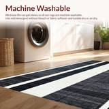 Ultra Soft Area Rug, Non Slip, Stain Resistant, Washable Area Rugs for Living Room, Bedroom, Chic Farmhouse Entrance Rug Layered Door Mat Style Carpet(Black)