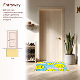 Ultra Soft Area Rug, Non Slip, Stain Resistant, Washable Area Rugs for Living Room, Bedroom, Colorful Happy Expressions Pattern(Yellow)