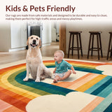 Ultra Soft Area Rug, Non Slip, Stain Resistant, Washable Area Rugs for Living Room, Bedroom, Modern Multicolored Graphic Expression(Beige)
