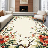 Ultra Soft Area Rug, Non Slip, Stain Resistant, Washable Area Rugs for Living Room, Bedroom, Radiant Soft Green Blossom Theme(Beige)