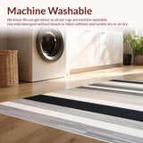 Ultra Soft Area Rug, Non Slip, Stain Resistant, Washable Area Rugs for Living Room, Bedroom, Vibrant Organic Striped Design(Gray)
