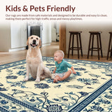 Ultra Soft Area Rug, Non Slip, Stain Resistant, Washable Area Rugs for Living Room, Bedroom, Caria Collection Elegant Ocean Medallion Area With Non Slip Backing(Ivory)