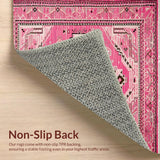Ultra Soft Area Rug, Non Slip, Stain Resistant, Washable Area Rugs for Living Room, Bedroom, Chic Western Floral Aesthetic(Pink)