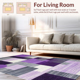 Ultra Soft Area Rug, Non Slip, Stain Resistant, Washable Area Rugs for Living Room, Bedroom, Minimalist Ogee Pattern Composition(Purple)
