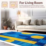 Ultra Soft Area Rug, Non Slip, Stain Resistant, Washable Area Rugs for Living Room, Bedroom, Elegant Minimalist Patterned Delight(Blue)