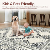 Ultra Soft Area Rug, Non Slip, Stain Resistant, Washable Area Rugs for Living Room, Bedroom, Trendy Earthy Toned Geometric Style(Gray)
