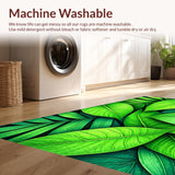 Ultra Soft Area Rug, Non Slip, Stain Resistant, Washable Area Rugs for Living Room, Bedroom, Tropical Palm Shaped Kitchen Plush Washable Mat(Green)