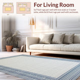 Ultra Soft Area Rug, Non Slip, Stain Resistant, Washable Area Rugs for Living Room, Bedroom, Vibrant Playful Lattice Composition(Ivory)