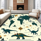 Beige Educational with Dinosaur Silhouettes and World Map(Green)