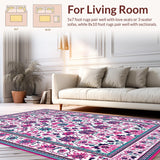 Ultra Soft Area Rug, Non Slip, Stain Resistant, Washable Area Rugs for Living Room, Bedroom, Chic Dark Floral Aesthetic(White)
