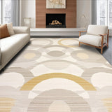Beige Round Featuring Modern Minimalist Circular Line Art Design(Beige)