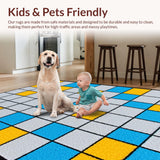 Ultra Soft Area Rug, Non Slip, Stain Resistant, Washable Area Rugs for Living Room, Bedroom, Lively Modern Patterned Play Zone(Blue)