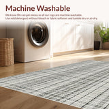 Ultra Soft Area Rug, Non Slip, Stain Resistant, Washable Area Rugs for Living Room, Bedroom, Black and White Striped Carpet, Geometric Pattern(Gray)