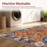 Ultra Soft Area Rug, Non Slip, Stain Resistant, Washable Area Rugs for Living Room, Bedroom, Elegant Earthy Toned Imagery(Orange)