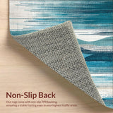 Ultra Soft Area Rug, Non Slip, Stain Resistant, Washable Area Rugs for Living Room, Bedroom, Coastal Wave Pattern Runner Rug with Seashell Motifs and Nautical Blue Swirls(Blue)